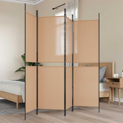 Vanitopaz 4-delad rumsavdelare beige av tyg, 200 x 180 cm, vikbar, fristående, insynsskydd, paravent, skiljevägg för vardagsrum, sovrum, kontor, mångsidig avskiljare
