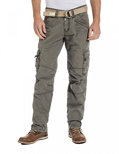 Timezone Herren Cargo Hose BenitoTZ Pants incl. Belt, Gr. 52 (Herstellergröße: 34/32), Grün (Dusty Olive 4175)