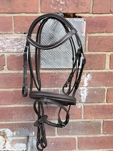 PADDED COMFORT LEATHER BRIDLE DIAMANTE BROWBAND WITH SOFT REINS BLACK/CLEAR