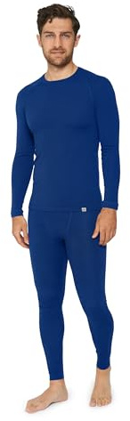DANISH ENDURANCE Men's Merino Baselayer Set (LS Shirt + Tights) XXL Navy Blue 1-Pack…