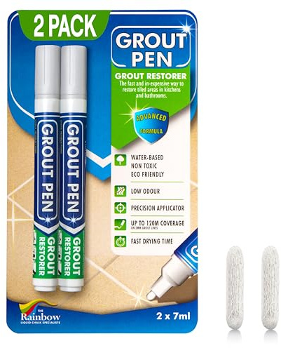 Paquete doble (gris claro) Grout Pen - Diseñado para restaurar lechada de baldosas en baños y cocinas