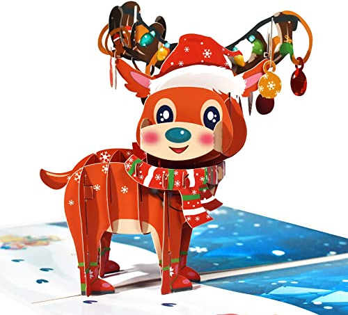 Magic Ants Weihnachts-Pop-Up-Karte Rentier - Lustige 3D Weihnachtsgrußkarte für Kinder, Mama, Frau und Freundin, handgemachtes Weihnachtsbillet