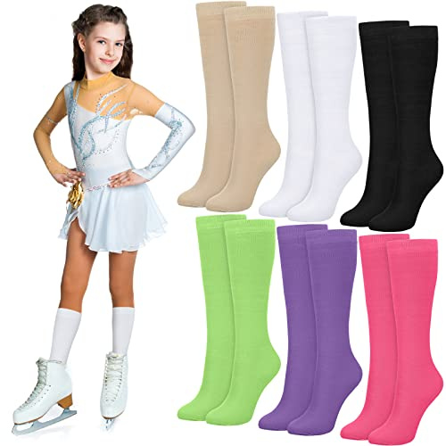 Giegxin 6 Pairs Socks Cotton Compression Roller Skate Socks For Sport Women Girl Youth(Mix Color)
