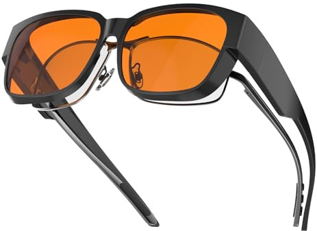 Goiteia 100% Orange Blue Light Blocking Glasses-Amber Tint Gaming Glasses for Better Sleep/Eyes Strain/Light Sensitive-Ultra Light & Spring Hinges for Better Comfor (L-62 * 55mm)