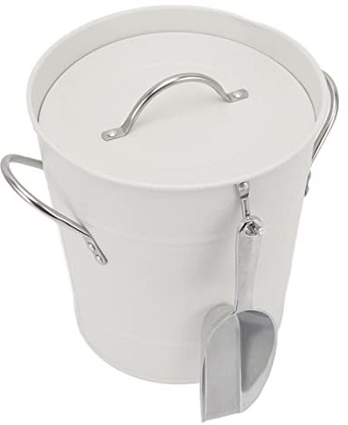 Greensen Eiskübel mit Deckel und Eisschaufel, Doppelwandiger Eiskübel, Champagner- oder Wein-Eiskübel, 19,5 X 20,5 X 16 cm (Weiss)