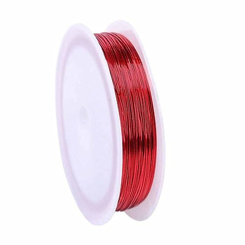 SHTGOI Kupferdraht 0.4mm Metalldraht Basteldraht Dünn 50m/Rolle Kupferdrahtrolle Schmuckdraht Perlendraht Lackierter Draht zum Basteln für Schmuckherstellung,Blumenkunst,Perlenarbeiten Rot