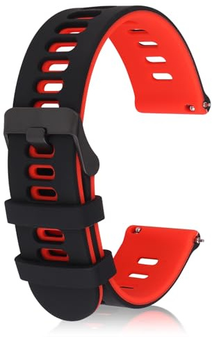 Amaxiu Silicone Watch Bands Quick Release Sport Watchbands Universal Replacement Watch Straps for Men Women, Black Buckle(Black Red, 22mm)