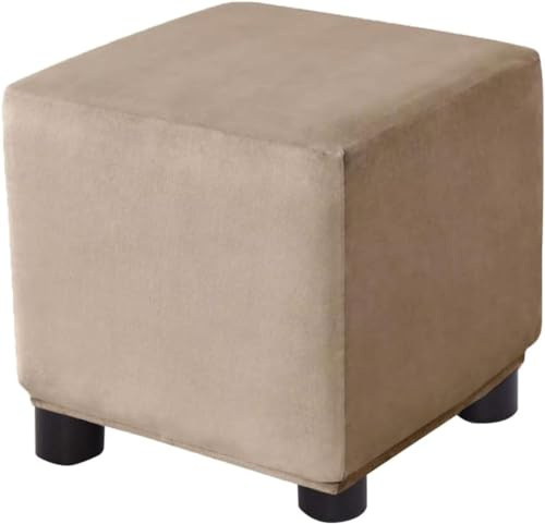 Ottomane Schonbezug Hockerbezug, 40x40/50x50/60x60 Hocker Husse für Fußhocker Quadratisch/Rechteckig, Stretch Bezug Ottomane Abdeckung Überzug Hocker Protector Waschbar Hockerabdeckung(#16,50x50 cm)