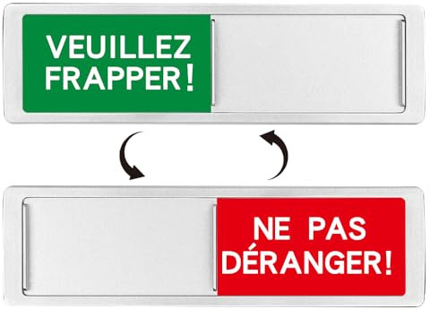 2 Pièces Panneau de Porte Panneau Acrylique Commutable, Veuillez frapper + Ne pas déranger, commutable, Taille 17.7 * 5.2cm (argenté, BG FR)
