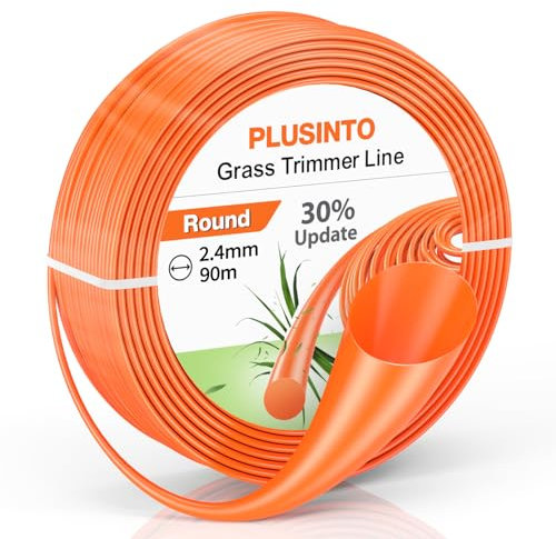 Lsnisni Filo per Decespugliatore, 2,4mm × 90m, Fili Tondo Universale in Nylon di Ricambio per Tagliabordi e Decespugliatori, Rosso-arancio, per Parco, Giardino, Prato