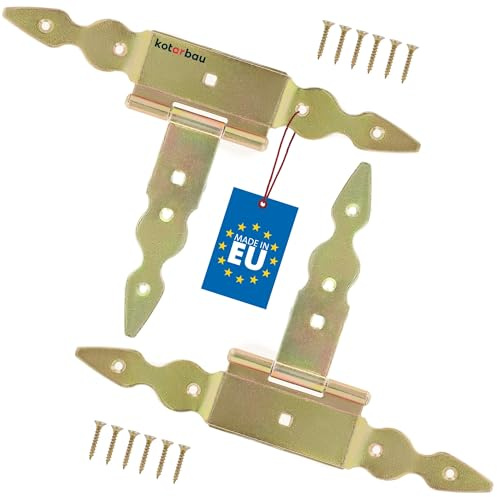 KOTARBAU® 2 St. T Scharniere Gold L: 150 mm Kreuzgehänge verzinkt Stahl Gartentor Scharnier Türband Holztür Ladenband Torscharniere Schwerlast Türbänder Beschläge Gartentor Tor Scharniere