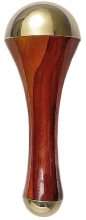 Kansa Wand Massagegerät für Gesicht und Fuß, 3 Metalle, Holzgriff, Entgiftung und Tiefenentspannung, stellt den Glanz der Haut wieder her, Massagestab für Körper und Füße aus Kupfer, Zink, Zinn