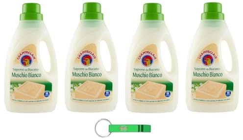 Chanteclair Sapone da Bucato - Jabón para lavar (4 unidades, 18 lavados, 1000 ml, incluye llavero Beni Culinari gratuito)