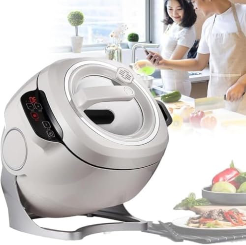 BESTXH Plata, MáQuina De Cocina AutomáTica Inteligente, Cocinador Comercial, Robot De Cocina con Panel TáCtil De 6 L con RotacióN De 360° Y Calentamiento Integral 3D