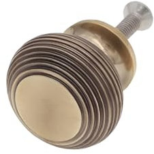 Infinity Decor Vintage Style Aged Brass Beehive Reeded Solid Brass Cupboard Knob Interior 40mm – Suitable for Furniture Wardrobe Cabinet Pull Handle