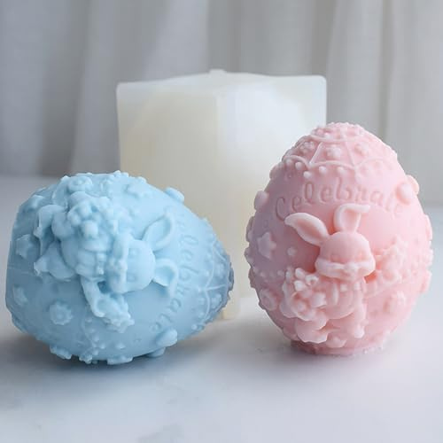 MaiLence Silikonform Ei 3D Silikonform Osterei, Silikonformen Gießformen Ostereier Kerzenformen Hase, Kerzenformen Ei Silikonformen Gießformen Ostern Egg für Kerzen, Seife