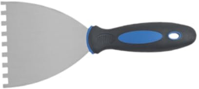 Folpus Lluvia de muescas, hojas de mosaico, llana de enlucido de acero inoxidable con manija de agarre para, rasguño de yeso, calcomanías