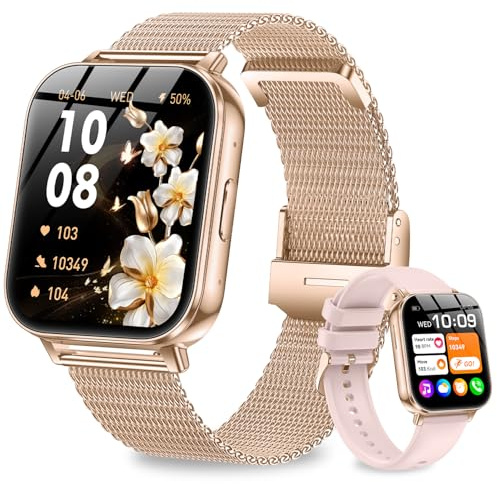 Fitoncloud Smartwatch Damen, 1000mAh Großer Akku, 1.83 HD Smart Watches mit Telefonfunktion/KI-FAQ/Benachrichtigungen, Pulsuhr SpO2 Schlafmonitor, 100+Sportmodi, IP68 Fitnessuhr Android iOS Roségold