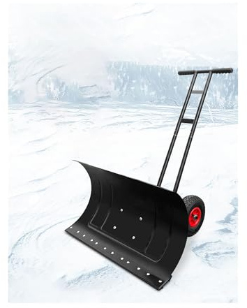Pala quitanieves Manual con Ruedas, empujador de Nieve de 29/39 de Ancho con Mango Ajustable for retirar fácilmente la Nieve en la Entrada(100x43cm/39.4x17in)