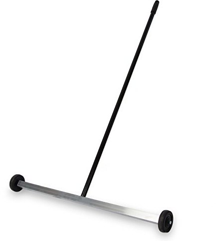 Master Magnetics Magnet Sweeper, 27” Wide Push-Type Mini Magnetic Broom with Wheels, Industrial Pick-Up Tool for Nails, Screws, and Metal Debris, 07265
