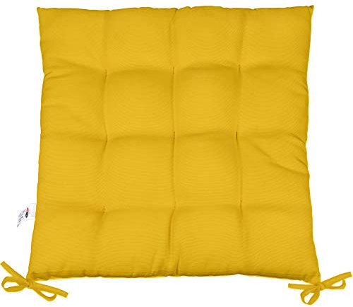 CelinaTex Yoyo Sitzkissen 40 x 40 cm gelb Gartenstuhlkissen mit Bänder Sitzauflage Garten Balkon Terrasse