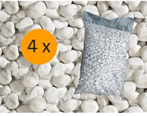 4 Stück à 25 kg Kieselsteine Verzierungen von Marmor Carrara weiß 25/40 mm Garten