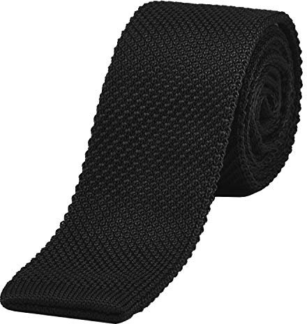 DonDon schmale Strickkrawatte schwarz 5 cm