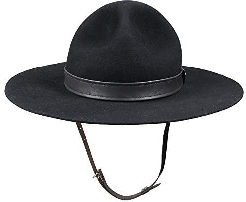 LIERYS Pfadfinder Filzhut Unifarben mit Ledergarniturband Made in Canada Herren alle Jahreszeiten schwarz 64 cm