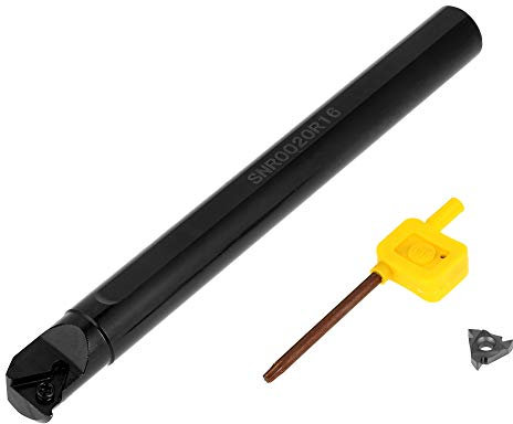 Drehmeissel Innen, Drehmeißelhalter Wolframstahl SNR0020R16 Bohrstangen Drehwerkzeug Halter Innen Drehwerkzeug Halter mit Einsatz 16IR AG60 und Schlüssel (20mm × 200mm)
