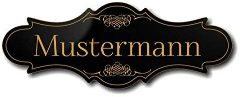 Türschild, Briefkastenschild, Klingelschild, 70-300-011-SG, Acryl, Oberfläche schwarz glänzend, Gravur gold, individuell anpassbar