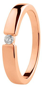 Ardeo Aurum Damenring aus 585 Gold Rosegold mit 0,07 ct Diamant Brillant Spannfasssung Verlobungsring Solitär