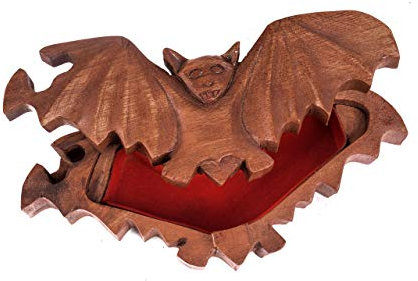Windalf Gothic Schmuckdose FLAPP 18 cm Steam Punk Geschenkdose Fledermaus Schmuckschatulle Handarbeit aus Holz