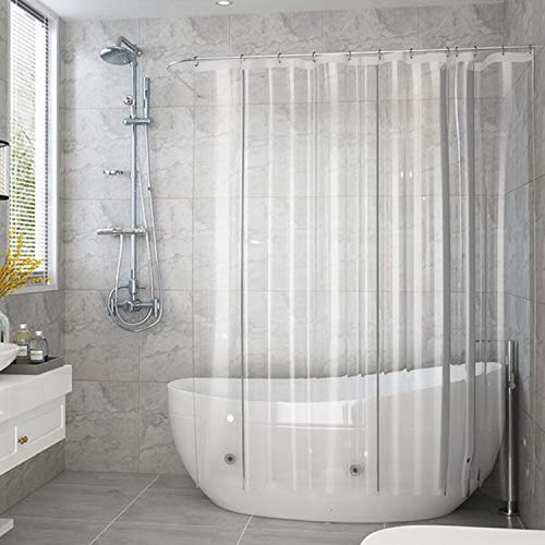 AooHome Clear Shower Curtain Liner, 8 Gauge Eva Extra Long Shower Curtain with Hooks, Bottom Magnets, Water Repellent, Heavy Weight, Rust Proof Grommets, 72x78 Inches