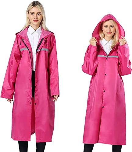 Pahajim Poncho de Pluie Réutilisable Vêtements Imperméables,Longs,Réfléchissants et Respirants Vêtements de Pluie Pour Femmes Hommes (XXL, Rose)