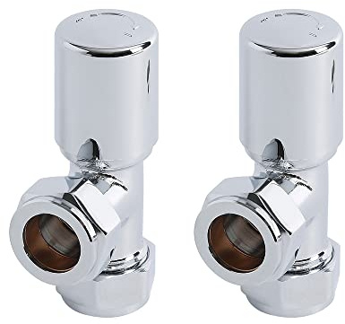 MILANO 15mm Chrome Angled Heated Towel Rail Radiator Valves