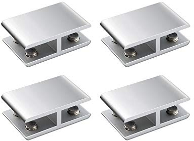 INCREWAY 4 Stücke Glasklemme, 180 Grad 10-12mm Einstellbar Aluminium Glas Klemme Glas Regal Unterstützung