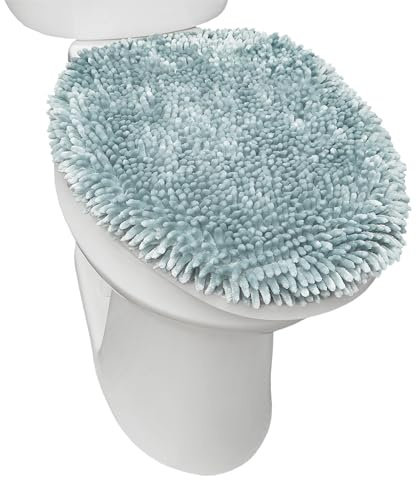 Town & Country Basics Spa Step Noodle Solid Bathroom Toilet Lid Cover, Plush, Soft, and Absorbent, Machine Washable, Mint, 18.5x19.6