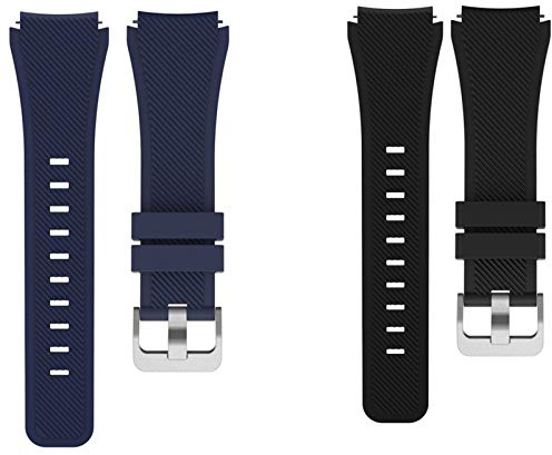 LvBu Armband Kompatibel Für Fossil Collider HR, Sport Silikon Classic Ersatz Uhrenarmband Für Fossil Hybrid Smartwatch HR Collider/Fossil Collider Hybrid Smartwatch (Schwarz+Blau)
