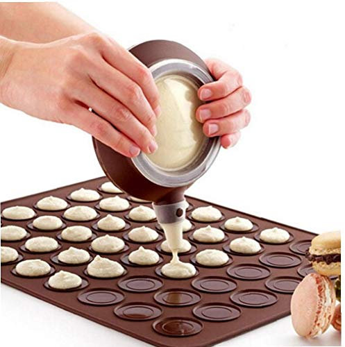 BYFRI 2pcs 48 Silicone Cavités Macaron Kit Moule De Cuisson Macaron Tapis Décoratif Dessert Buse Outil De Cuisson du Four Feuille Tapis