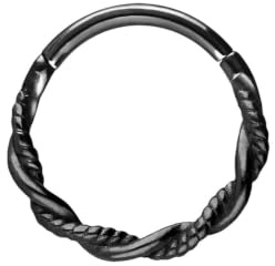 PIERCINGLINE Piercing Ring Chirurgenstahl Segmentring Clicker DOPPELT GEDREHT - Roségoldfarben, Schwarz, Goldfarben, Silberfarben