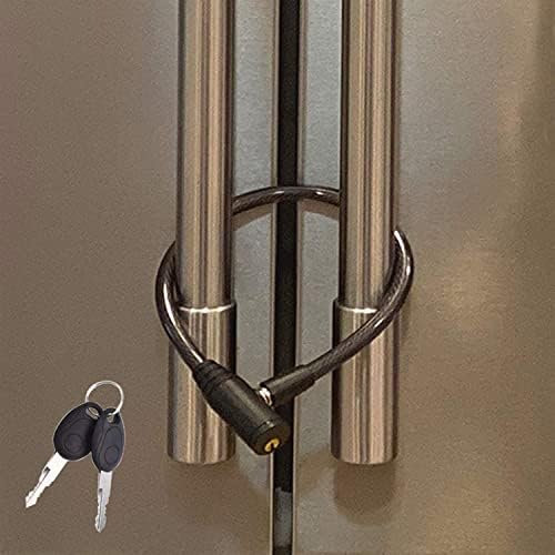 Urban August Fridge Lock with Keys - Multi-Functional Cable Keyed Lock for French-Door Refrigerators and Cabinets (Regular, Black - 2 Pack)