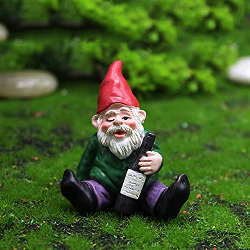 XXXXW Figurine de Jardin 1pcs ivres Nains de Nains drôles résine Statue Mignon Bricolage bonsaï décoration pour Bureau Jardin extérieur Sculpture décor Cadeaux de Jardinage (Color : C)