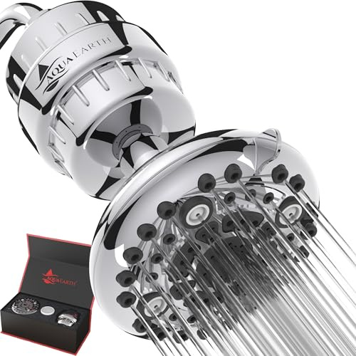 Aqua Earth Filtered Shower Head Gift Edition High Pressure Shower Filter Hard Water Remove Chlorine Harmful Substances Coconut Shell Activated Carbon Reduce Heavy Metals Other Sediments Vitamin C