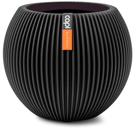 Capi Europe - Gefäß Kugel Groove Black & Gold - 18x15 - Schwarz - Blumentopf für drinnen - CAPI Indoor - BGVBL102