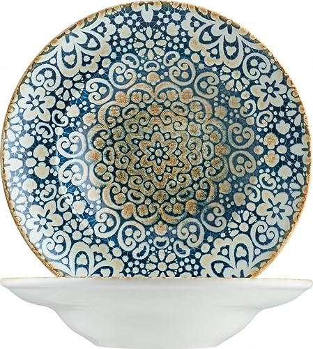 Bonna 6x Suppenteller Set Pastateller Speiseteller Geschirr Teller tief 27cm Alhambra Gourmet, Blau, Beige