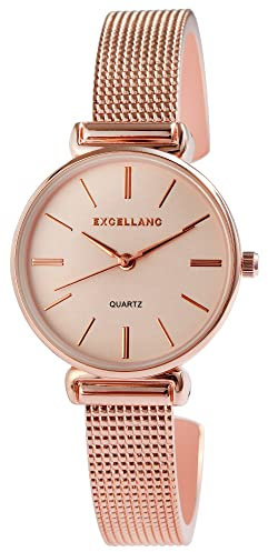 Excellanc Damen-Spangenuhr Metall Trend Mode Analog Quarz 1800228 (roségoldfarbig)