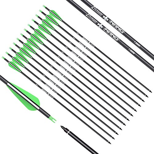 NIKA ARCHERY Carbonpfeile 30 Zoll Zieljagd Pfeil mit 6 zusätzlichen Nocken, 12 Stück