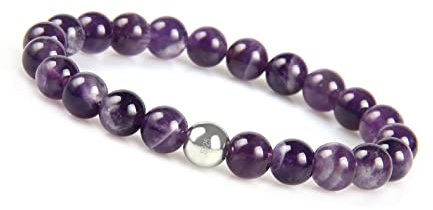 GD GOOD.designs Perlen Armband mit echten 8mm Natursteinen und 925 Echtsilber Perle | Elastisches Kugelarmband für Damen und Herren