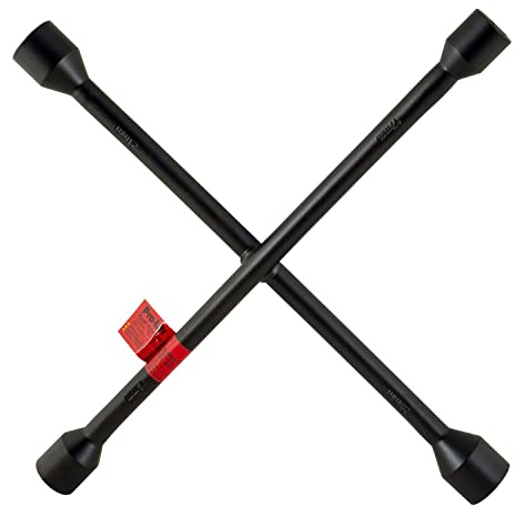 Pro-LifT W-9047P MET Radschraubenschlüssel, universeller, robuster 4-Wege-Reifenkreuzschlüssel, 35,6 cm, Schwarz