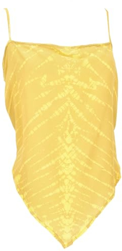 GURU SHOP Rückenfreies Sommertop, Batiktop, Batik Wickeltop - Kurkuma, Damen